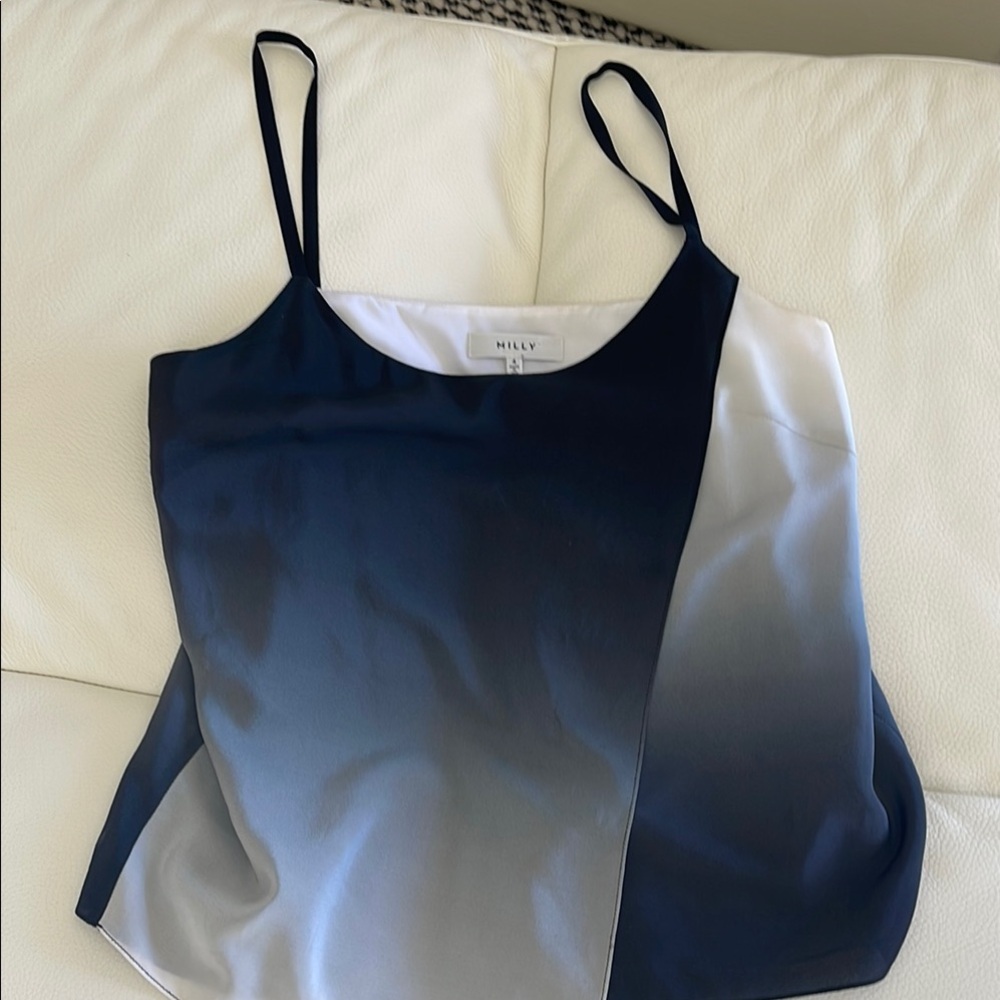 Milly Blue and White Asymmetrical Camisole ombré